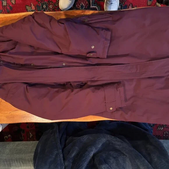 Lands End Women's Winter Long Jacket, L 14-16, Puffy Shell, Maroon - Picture 7 of 12